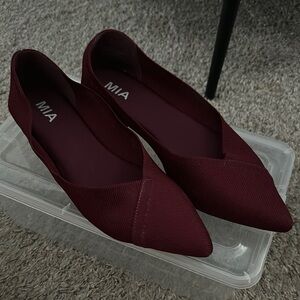 MIA Red Suede Flats with Pointed Toe